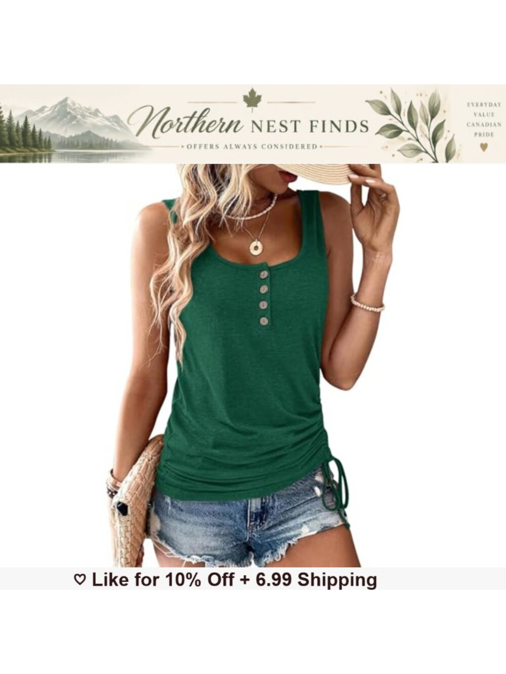 Loose Fit Henley Tank Top Button Sleeveless Summer Casual Shirt